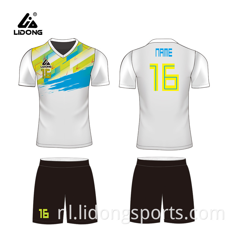 Aangepast logo goedkoop team voetbal slijtage voetbalvoetbaljersey sublimatie bedrukte voetbaluniform set